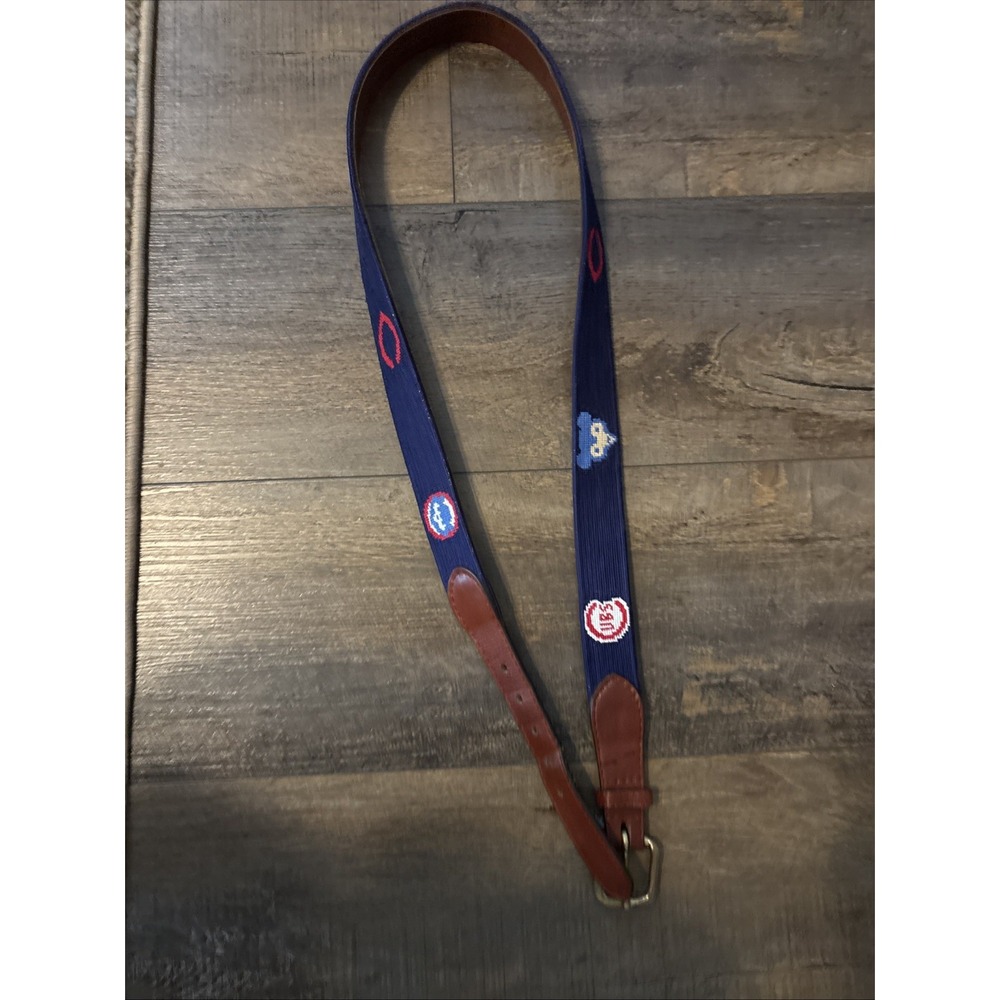Smathers & Branson MLB Chicago Cubs Needlepoint Leather Belt Men's Size 42 Brass